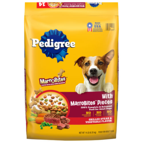Pedigree Food for Dogs, with MarroBites Pieces, Grilled Steak & Vegetable Flavor, Adult