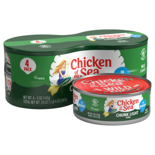 Chicken of the Sea Chunk Light Tuna In Water 4 - 5 oz Cans
