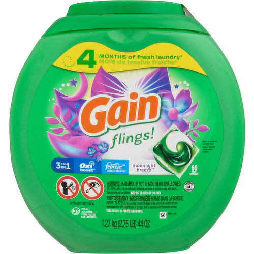 Gain Detergent, 3 in 1, Pacs