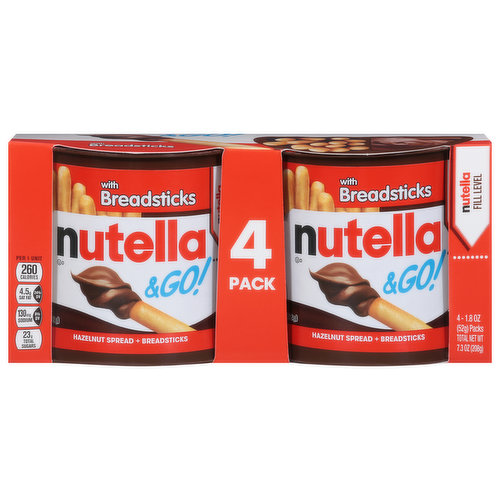 Nutella Hazelnut Spread + Breadsticks, 4 Pack