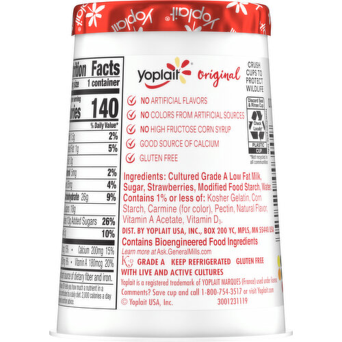 Yoplait Yogurt, Low Fat, Strawberry