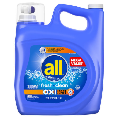 All Detergent, Fresh Clean, Oxi Plus, 5 in 1, Mega Value