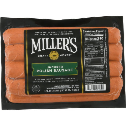 Miller's Polish Sausage, Uncured