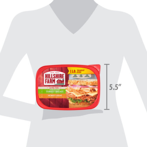 Hillshire Farm Ultra Thin Sliced Deli Lunch Meat, Oven Roasted Turkey Breast and Honey Ham