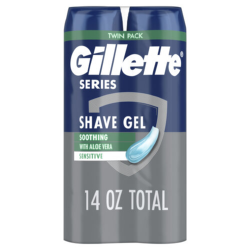 Gillette Series Soothing Shave Gel for men with Aloe Vera, Twin Pack