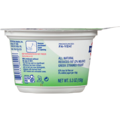 Fage Yogurt, Reduced Fat, Strained, Greek