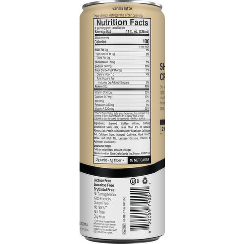 Slate High Protein Vanilla Latte Iced Coffee