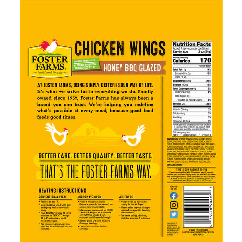 Foster Farms Chicken Wings, Honey BBQ Glazed