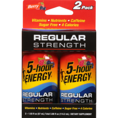 5-Hour Energy Energy Shot, Berry, Regular Strength, 2 Pack