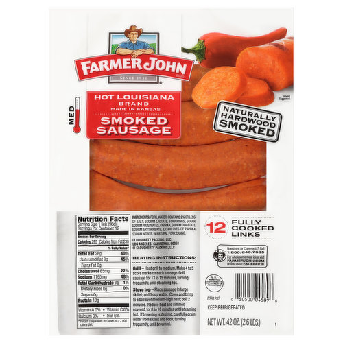 Farmer John Smoked Sausage, Hot Louisiana Brand, Med