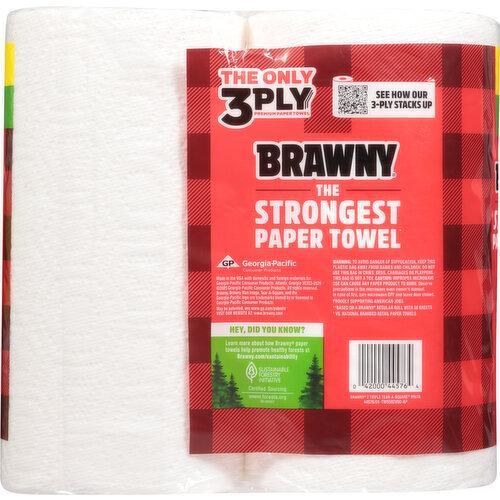 Brawny White 3-Ply Triple Rolls Paper Towels
