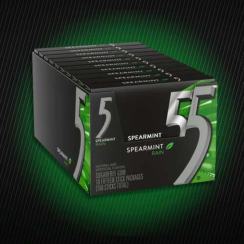 5 Spearmint Rain Sugarfree Gum Packs