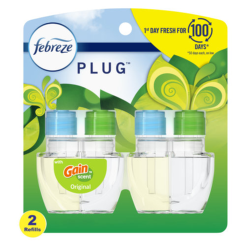 Febreze Febreze PLUG Air Freshener, Gain Original, (2) .87 oz Oil Refills