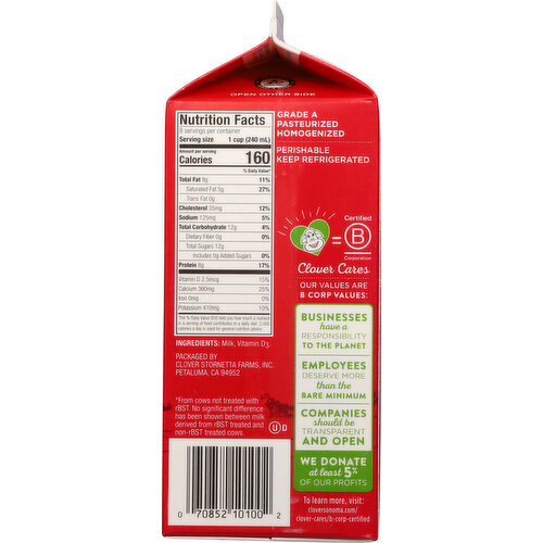 Clover Sonoma Milk, Whole