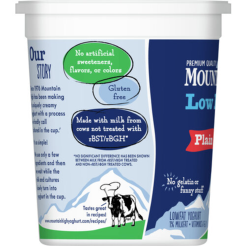 Mountain High Yogurt, Lowfat, Plain, 1% Milkfat