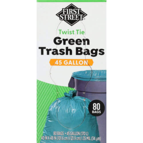 First Street Green 45 Gallon Twist Tie Trash Bags