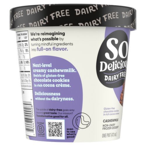 So Delicious Dairy Free Gluten-Free Cashewmilk Non-Dairy Chocolate Cookies & Creme Frozen Dessert