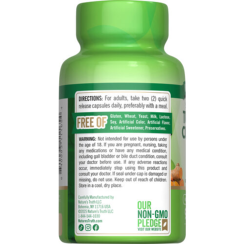 Nature's Truth Quick Release Capsules Standardized 2000 mg Turmeric Curcumin Complex