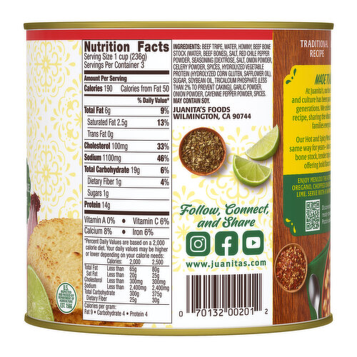 Juanita's Foods Menudo, Hot & Spicy