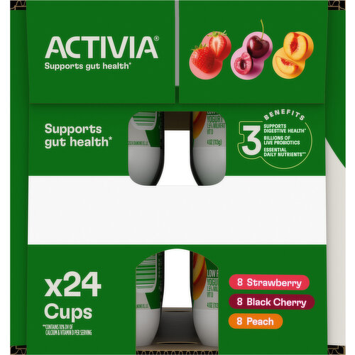 Activia Low Fat Strawberry/Black Cherry/Peach Yogurt