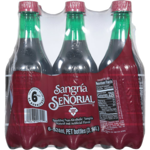 Sangria Senorial Soda, Sparkling Non-Alcoholic, 6 Pack