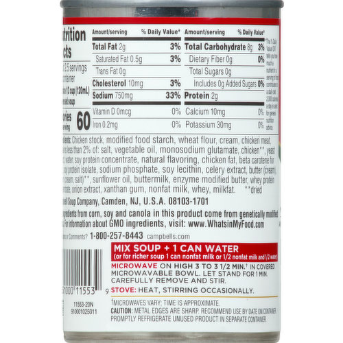 Campbell's Condensed Soup, 98% Fat Free, Cream of Chicken
