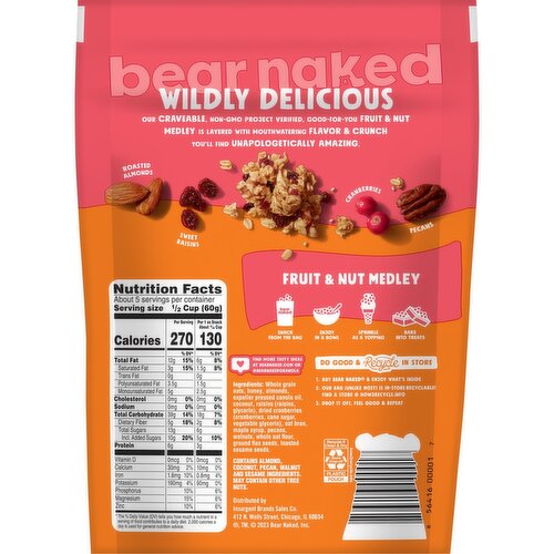 Bear Naked Granola Cereal, Fruit and Nut Medley