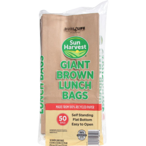 Sun Harvest Lunch Bags, Brown, Giant