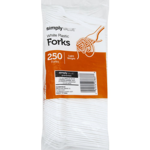 Simply Value Forks, White, Plastic, Light Weight