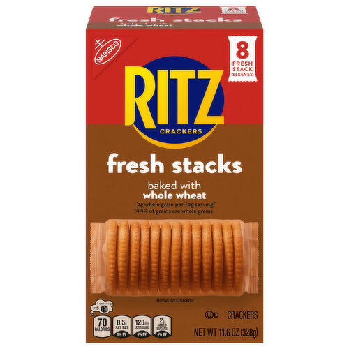 Ritz Crackers, Baked with Whole Wheat, Fresh Stacks