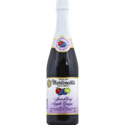 Martinelli's 100% Juice, Sparkling, Apple-Grape