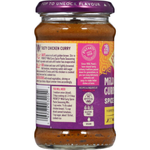 Patak's Spice Paste, Mild Curry, Mild