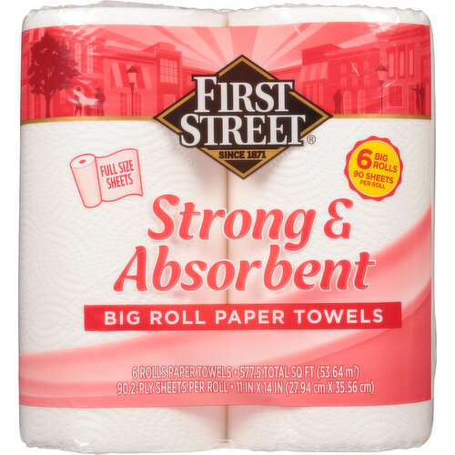 First Street Paper Towels, Strong & Absorbent, Big Rolls