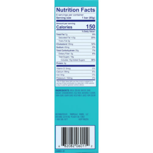 Helados Mexico Ice Cream Bars, Premium, Strawberry