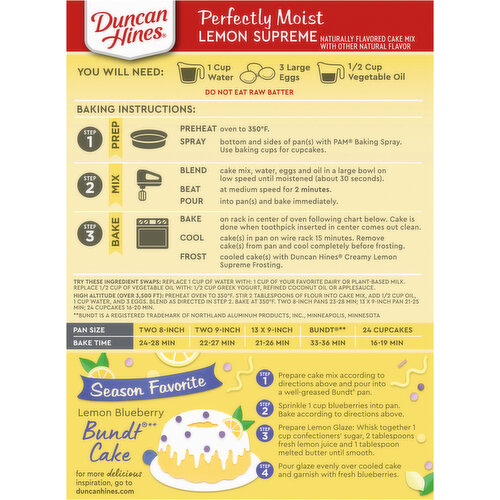 Duncan Hines Perfectly Moist Season Favorite Lemon Supreme Cake Mix