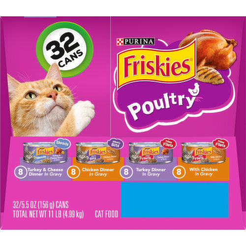 Friskies Cat Food, Poultry, In Gravy