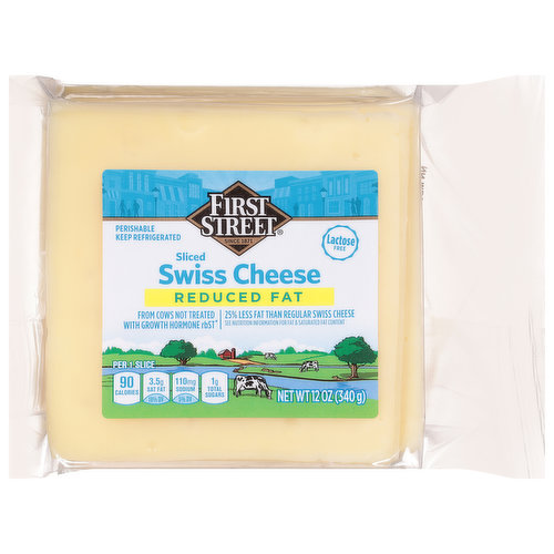 First Street Swiss Cheese, Reduced Fat, Sliced