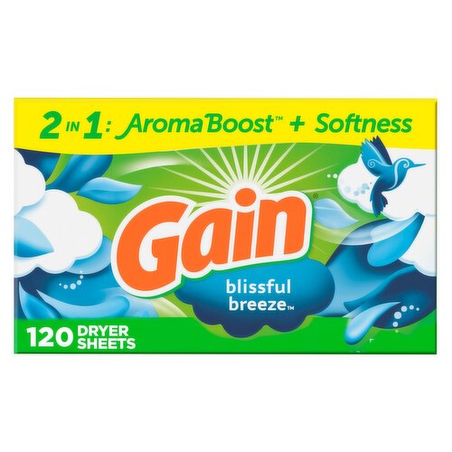 Gain dryer sheets, 120 Count, Blissful Breeze Fabric Softener Sheets