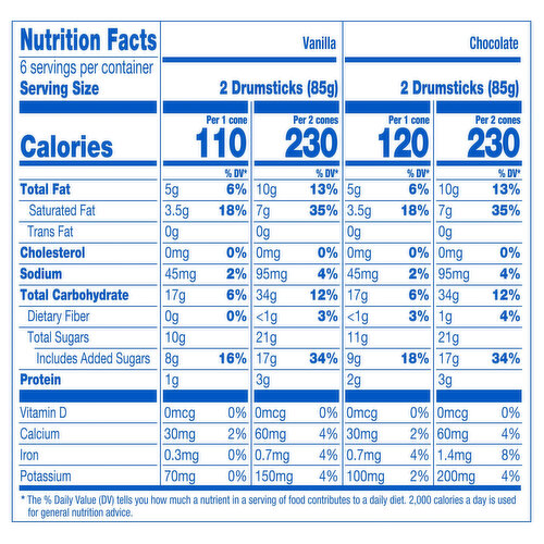 Drumstick Chocolate/Vanilla Mini Frozen Dairy Dessert Cones Family Pack
