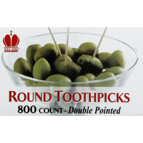 Poly King Toothpicks, Round, Double Pointed