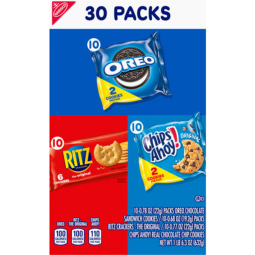Nabisco Cookies/Crackers, Assorted, 30 Packs
