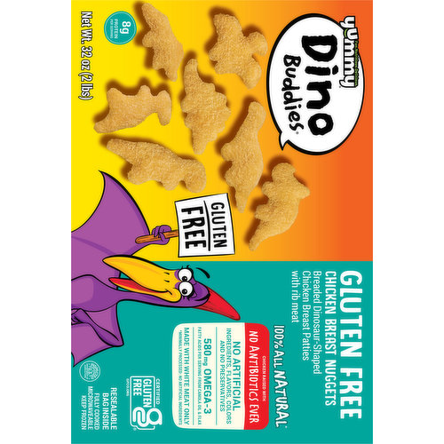 Yummy Chicken Breast Nuggets, Gluten Free, Breaded, Dinosaur-Shaped