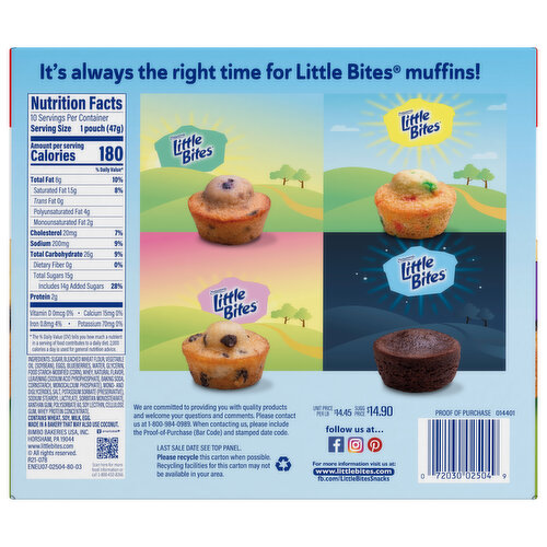 Entenmann's Blueberry Mini Muffins, Value Pack, 10 packs, (4 ct each), 16.5 lbs  Case