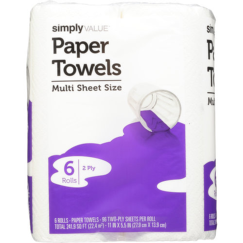Simply Value Paper Towels, Multi Sheet Size, 2 Ply