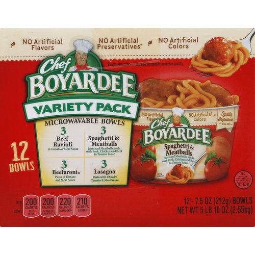 Chef Boyardee Bowsl, Microwavable, Variety Pack
