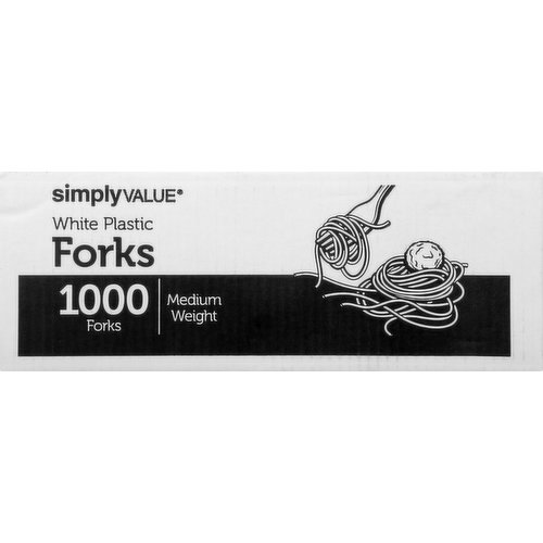 Simply Value Forks, White Plastic, Medium Weight