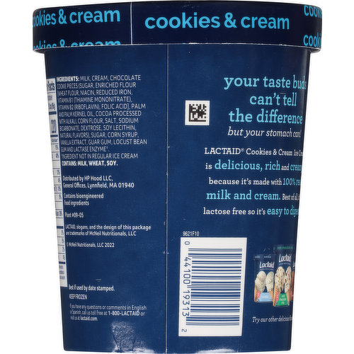 Lactaid Ice Cream, Lactose Free, Cookies & Cream