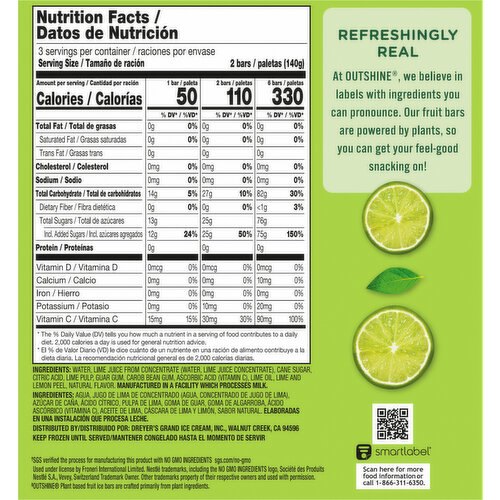 Outshine Lime Frozen Fruit Bars, 6 Count