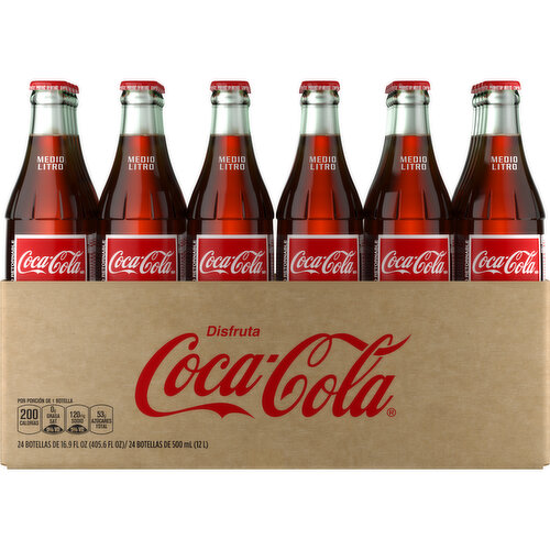 Coca-Cola Mexican Coke Soda Soft Drink, Cane Sugar, 16.9 fl oz, 24 pack