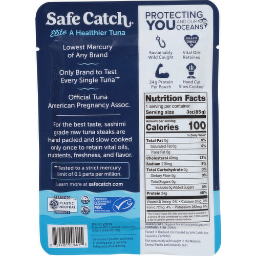 Safe Catch Tuna, Pure, Elite, Wild